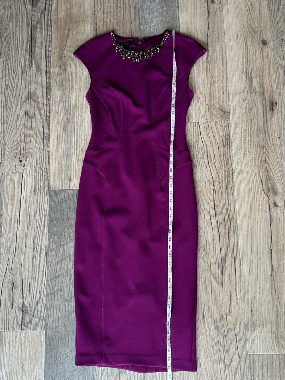 Dardee Ted Baker Jewel-Neck Purple Sheath Dress Size 2 - Picture 7 of 10